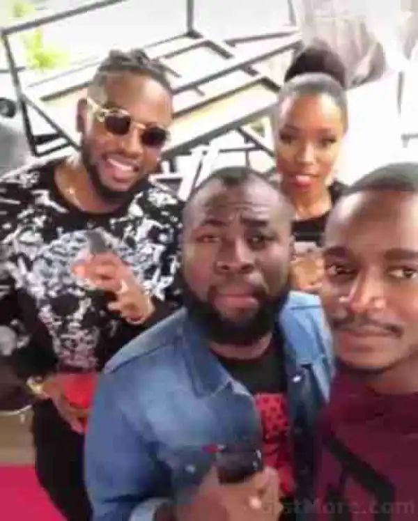 Bbnaija’s Teddy-a, Bambam And Leo Meets Comedian, Lasisi Elenu (Photos)